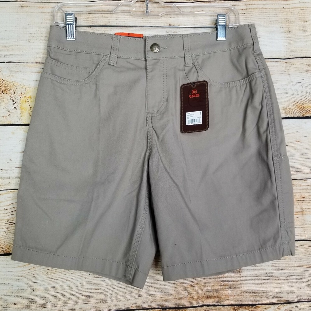 Ranch Tough Women's Cargo Shorts Size 4 Tan Khaki Canvas Flat Front New